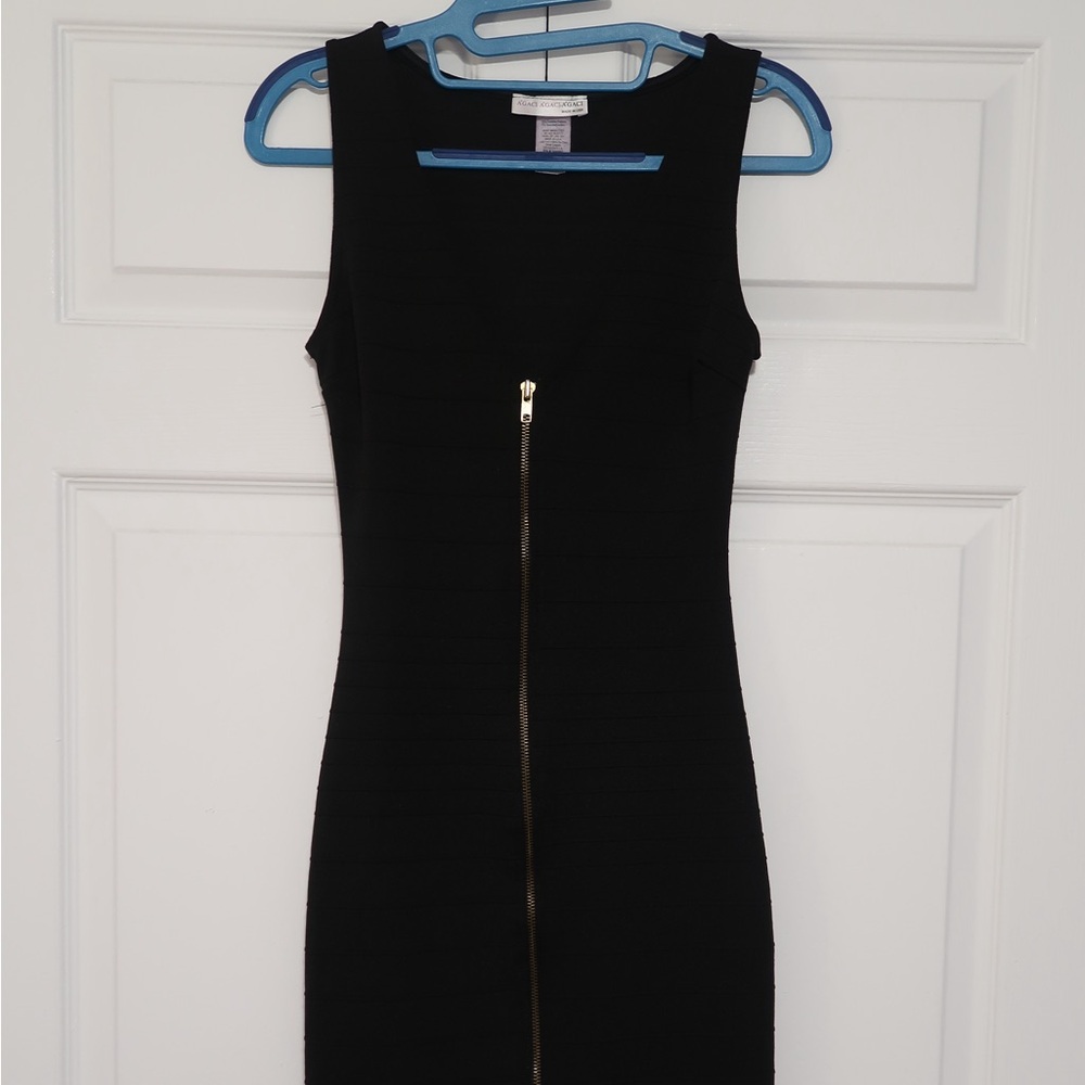 a'gaci Black Sleeveless Zipper Detail Midi Dress Size Small